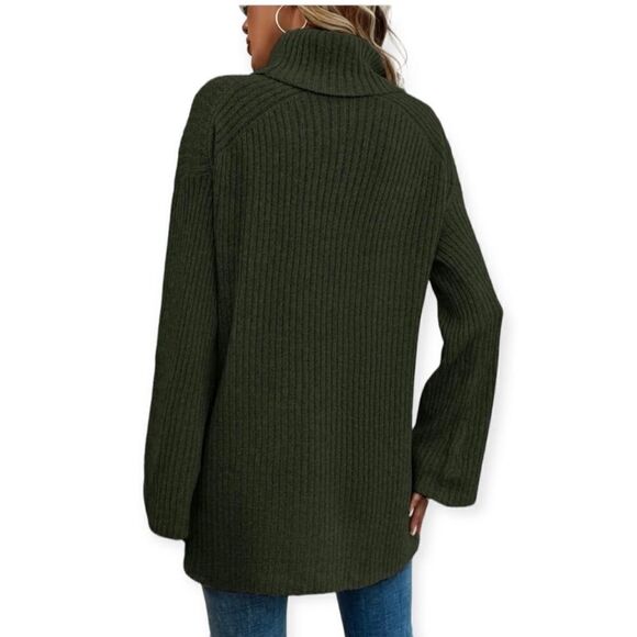 Shein SZ S long green turtleneck sweater - Picture 2 of 6